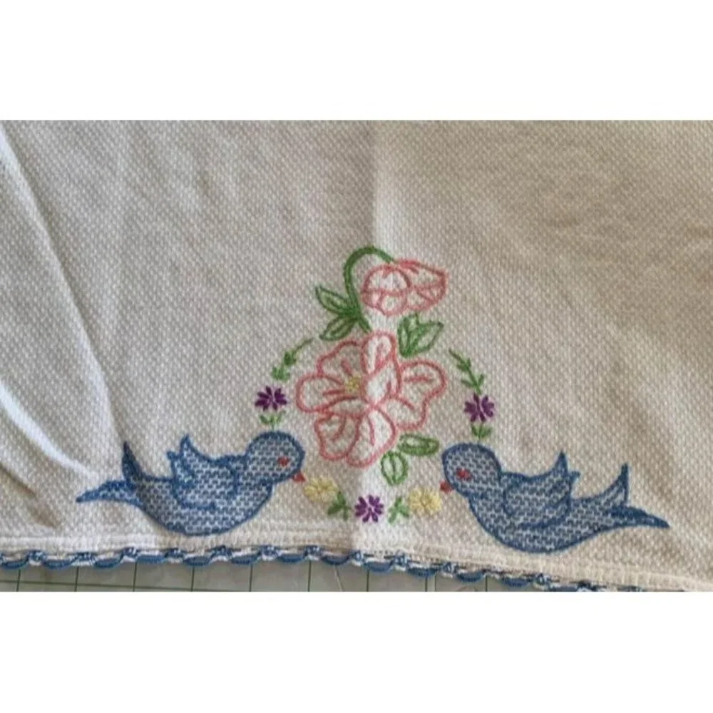 Hand Embroidered Bird Floral Decorative Kitchen Towel 16